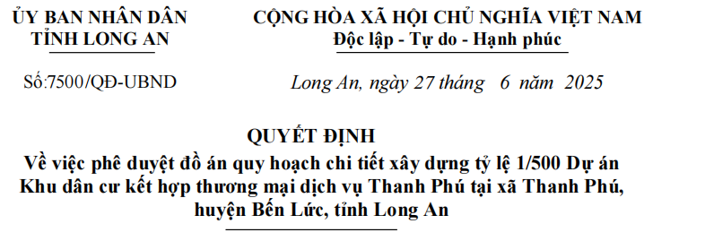 Quyết định chấp thuận chủ trương đầu tư dự án Thanh Phú Centre Point, minh chứng cho sự minh bạch về mặt pháp lý.