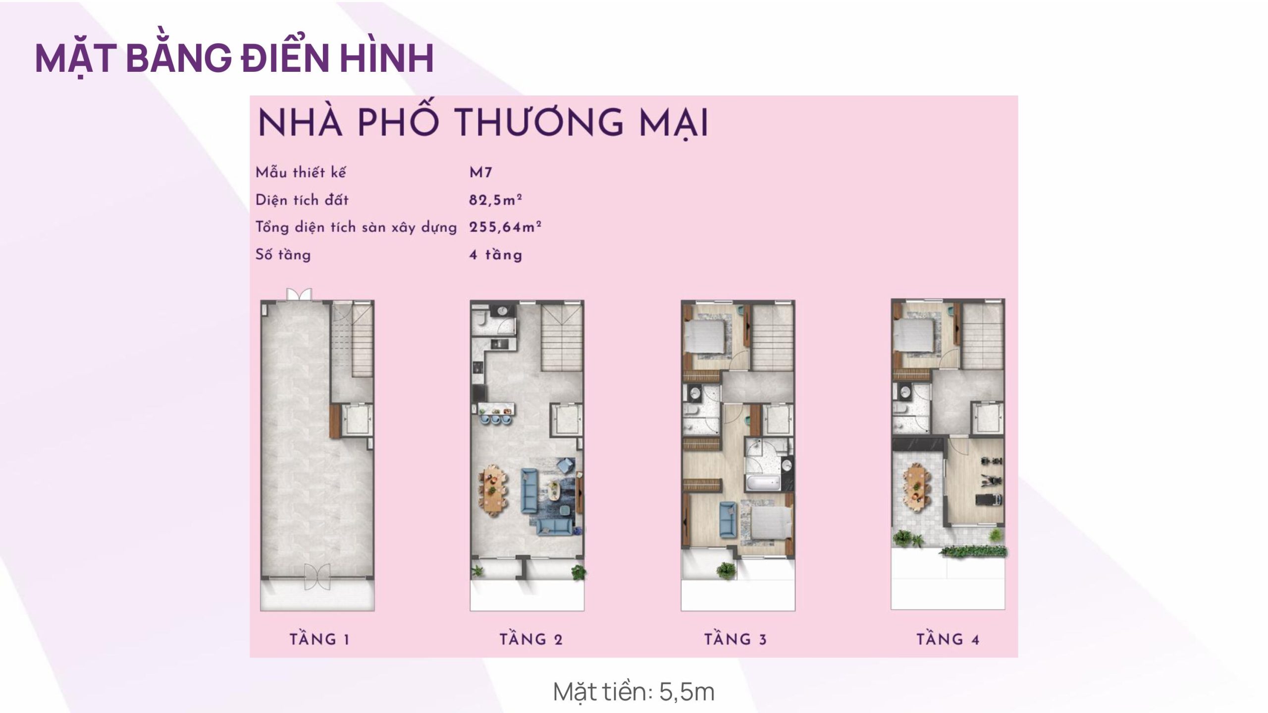 Mặt bằng điển hình nhà phố thương mại Thanh Phú Centre Point