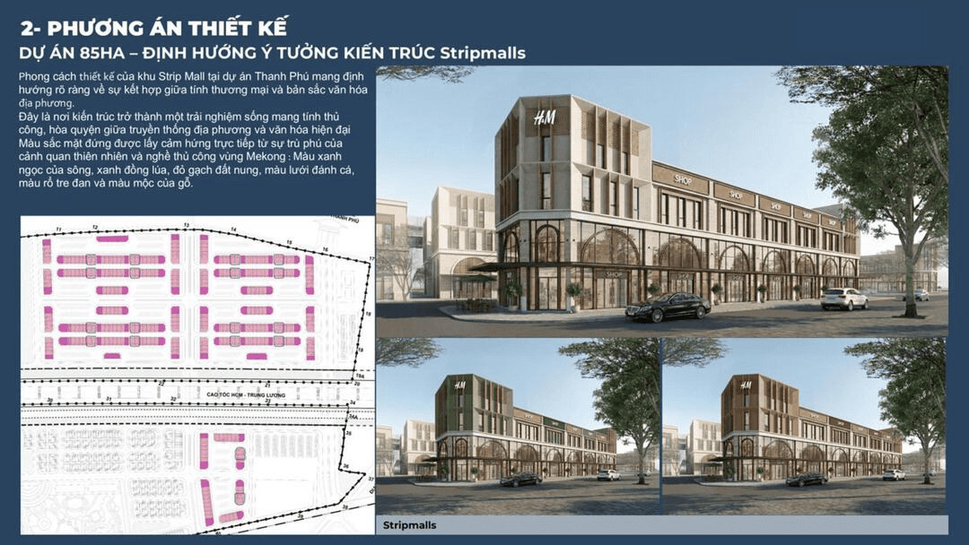 Phương án thiết kế mặt bằng Strip Mall Thanh Phú Centre Point lấy cảm hứng từ văn hóa Mekong