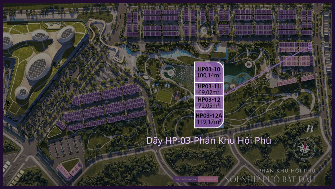 Vị trí dãy HP03 trên bản đồ quy hoạch phân khu Hội Phú dự án Thanh Phú Centre Point