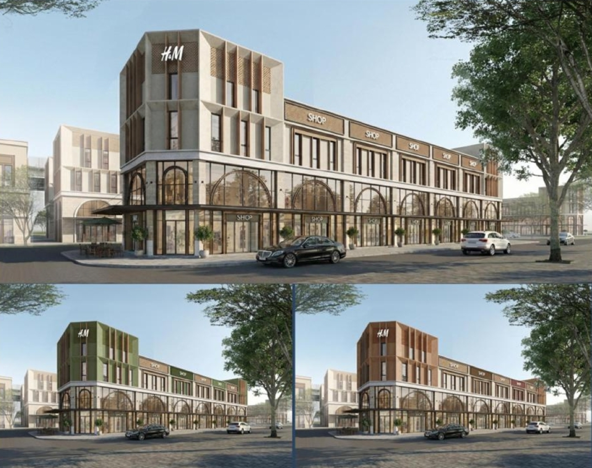 Minh họa khu Strip Mall Thương Phú tại Thanh Phú Centre Point với 3 màu sắc biểu tượng