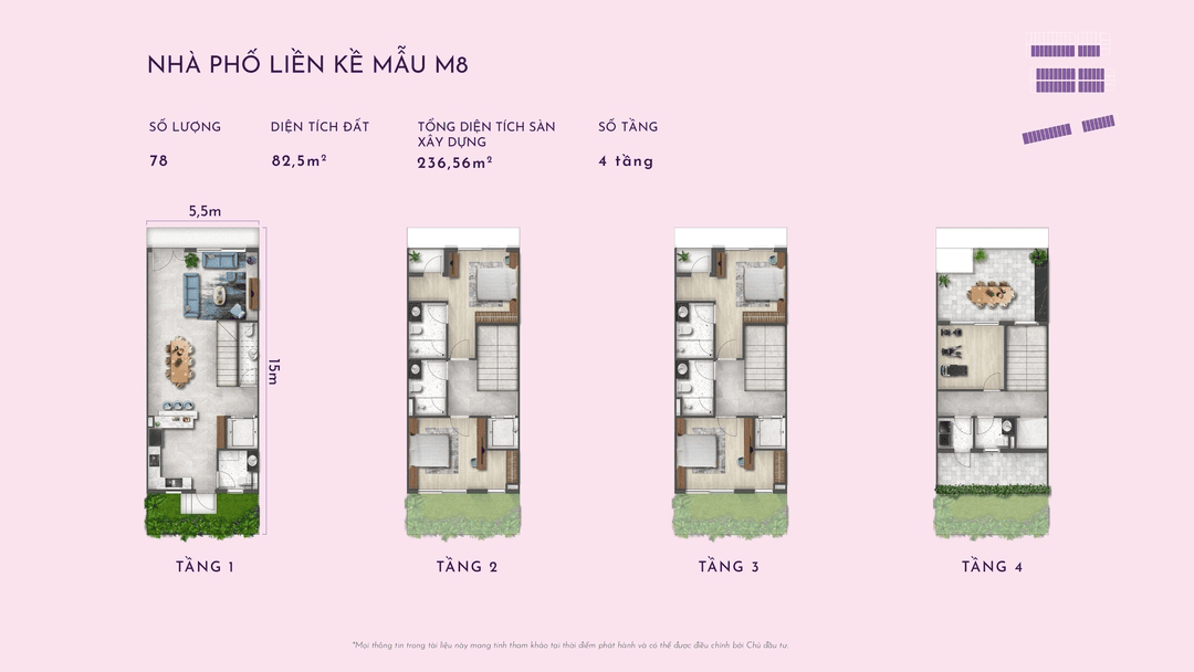 Nhà mẫu Townhouse M8 phân khu Hội Phú