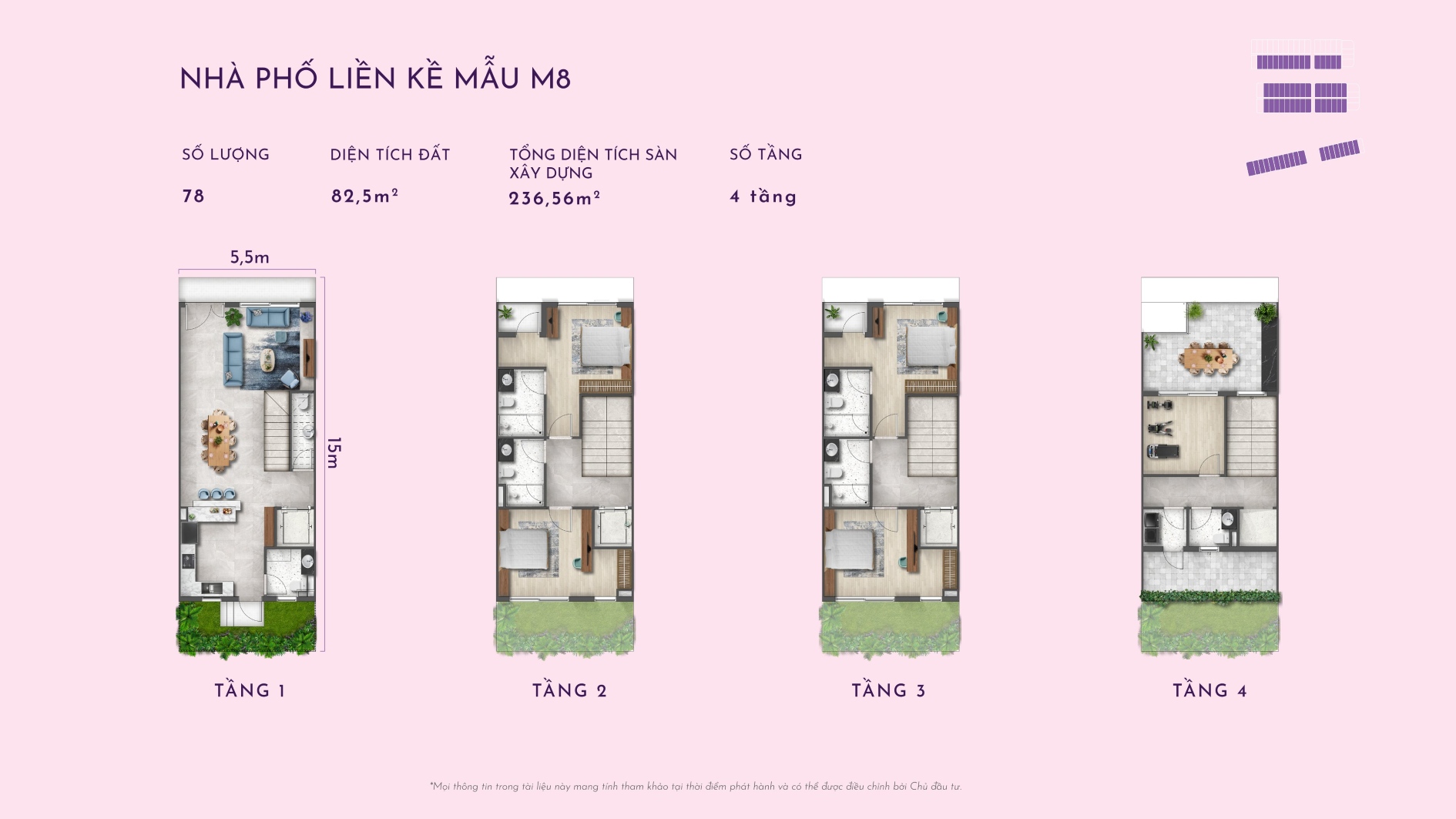 Mặt bằng layout thiết kế mẫu nhà phố liền kề M8 phân khu Hội Phú