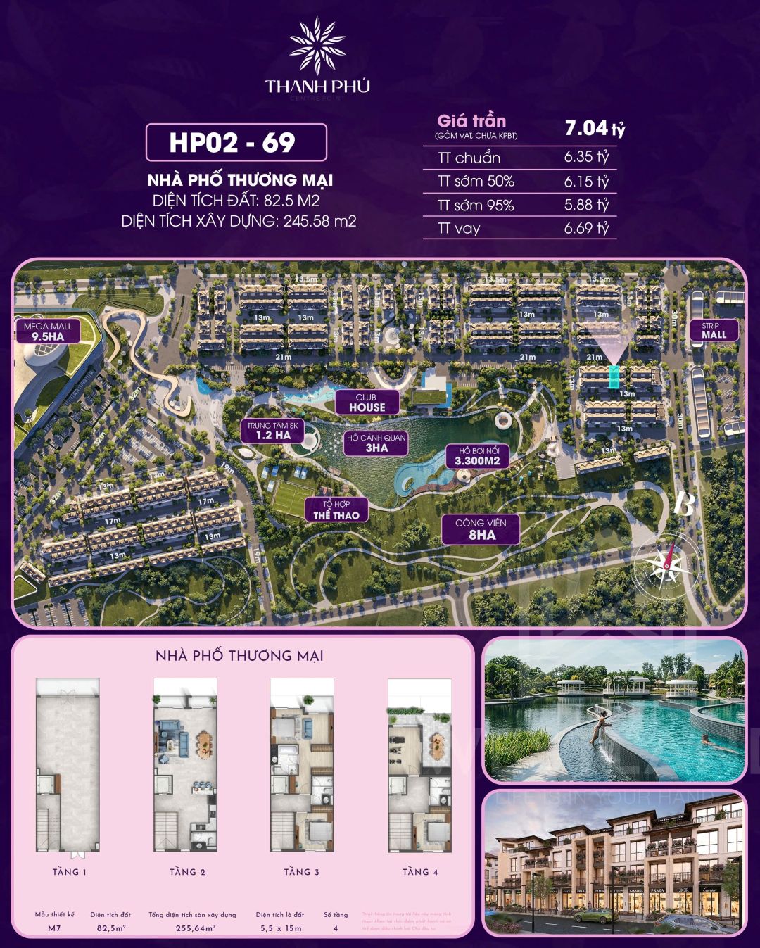 Giá bán Nhà Phố Thương Mại mã căn HP02-69 Thanh Phú Centre Point