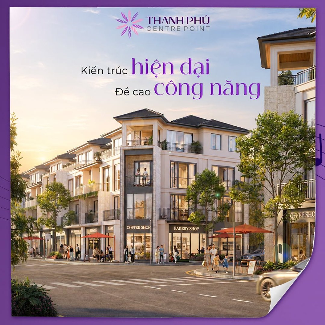 Thiết kế kiến trúc hiện đại mặt ngoài các dãy nhà phố thương mại Thanh Phú Centre Point