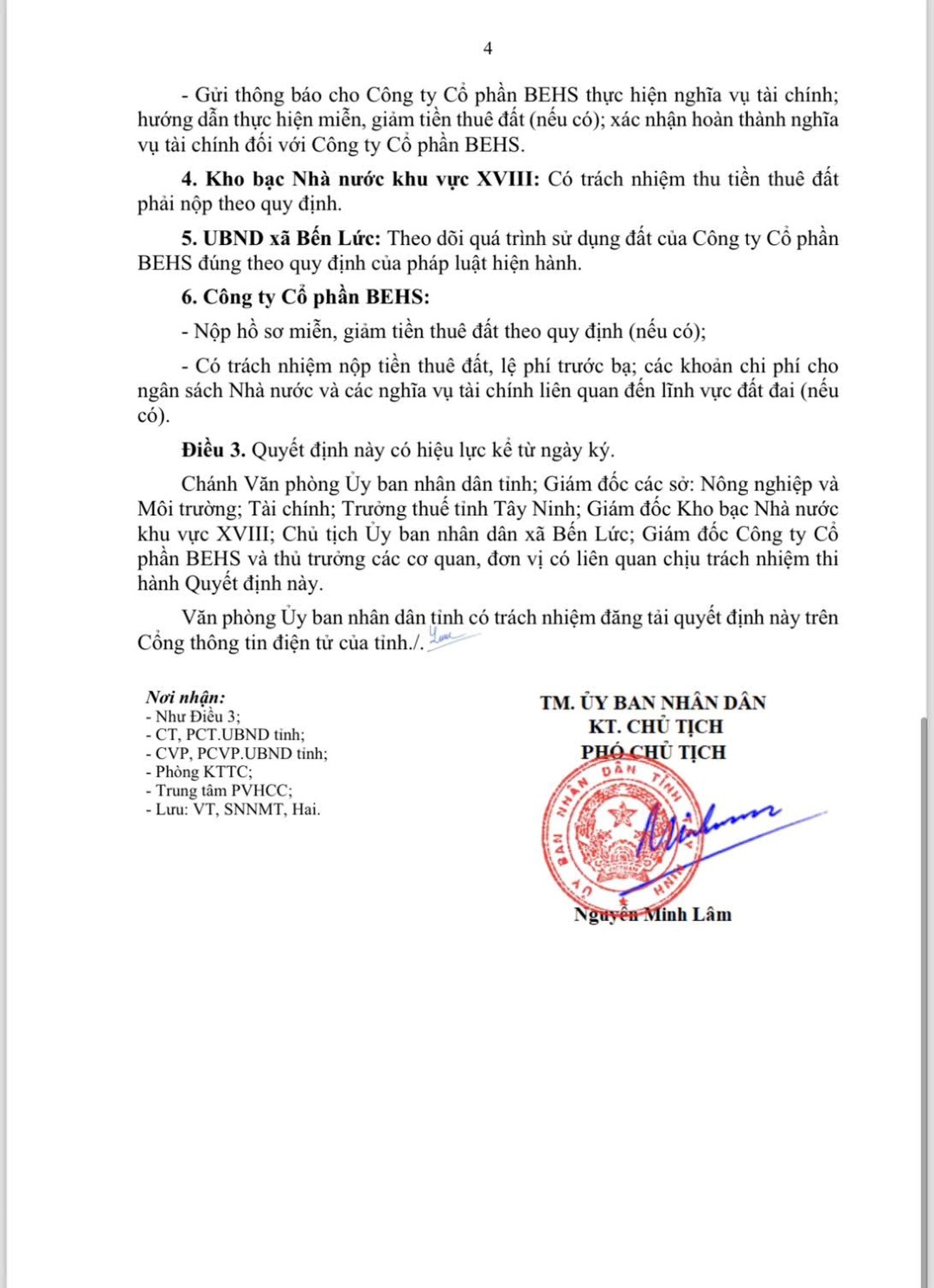 Chi tiết trang 4 của quyết định phân công trách nhiệm thực thi văn bản