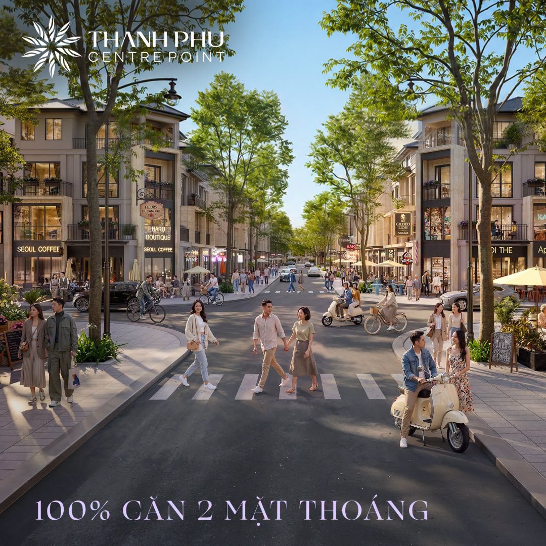 Thiết kế shophouse thương mại 100% căn 2 mặt thoáng tại Thanh Phú Centre Point