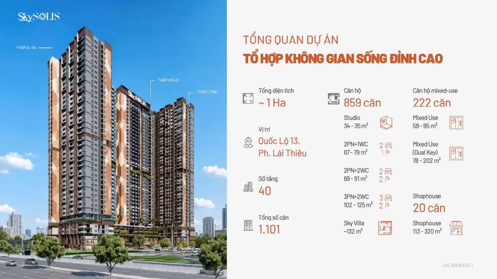 Tổng quan các loại hình căn hộ tại dự án Sky Solis
