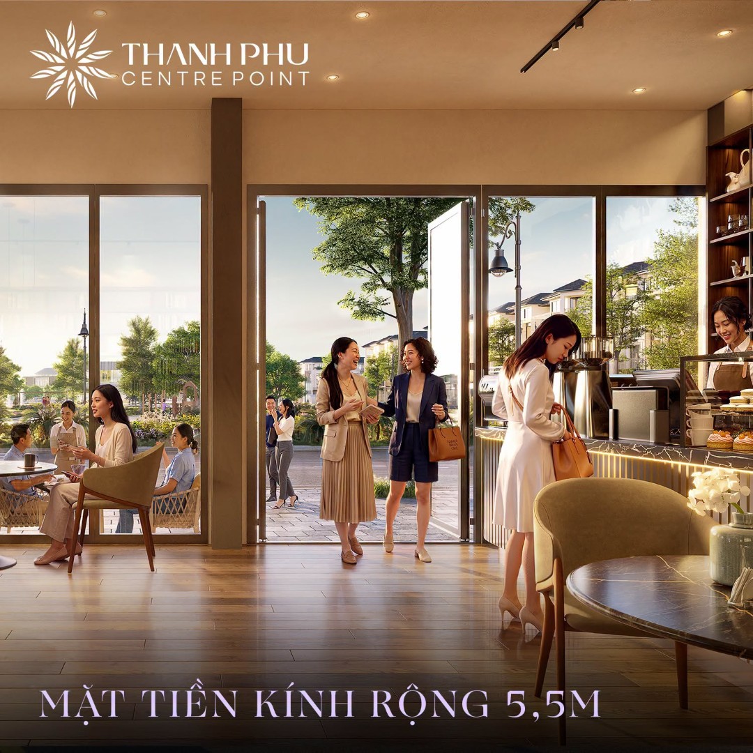 Thiết kế mặt tiền kính rộng 5.5m tại shophouse Thanh Phú Centre Point