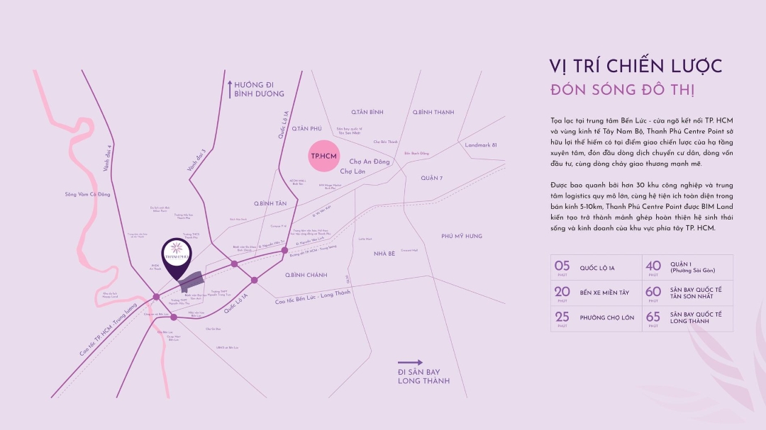 Liên kết vùng từ vị trí dự án Thanh Phú Centre Point đến các khu vực lân cận
