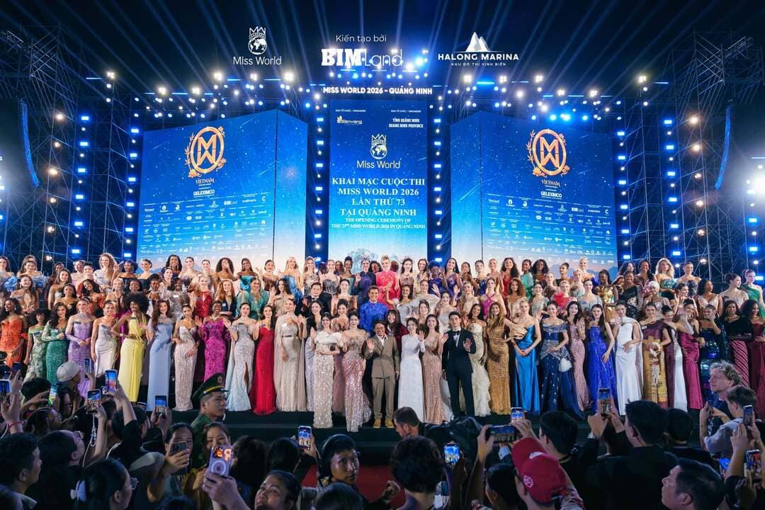 Tập thể các thí sinh Miss World tỏa sáng rạng rỡ