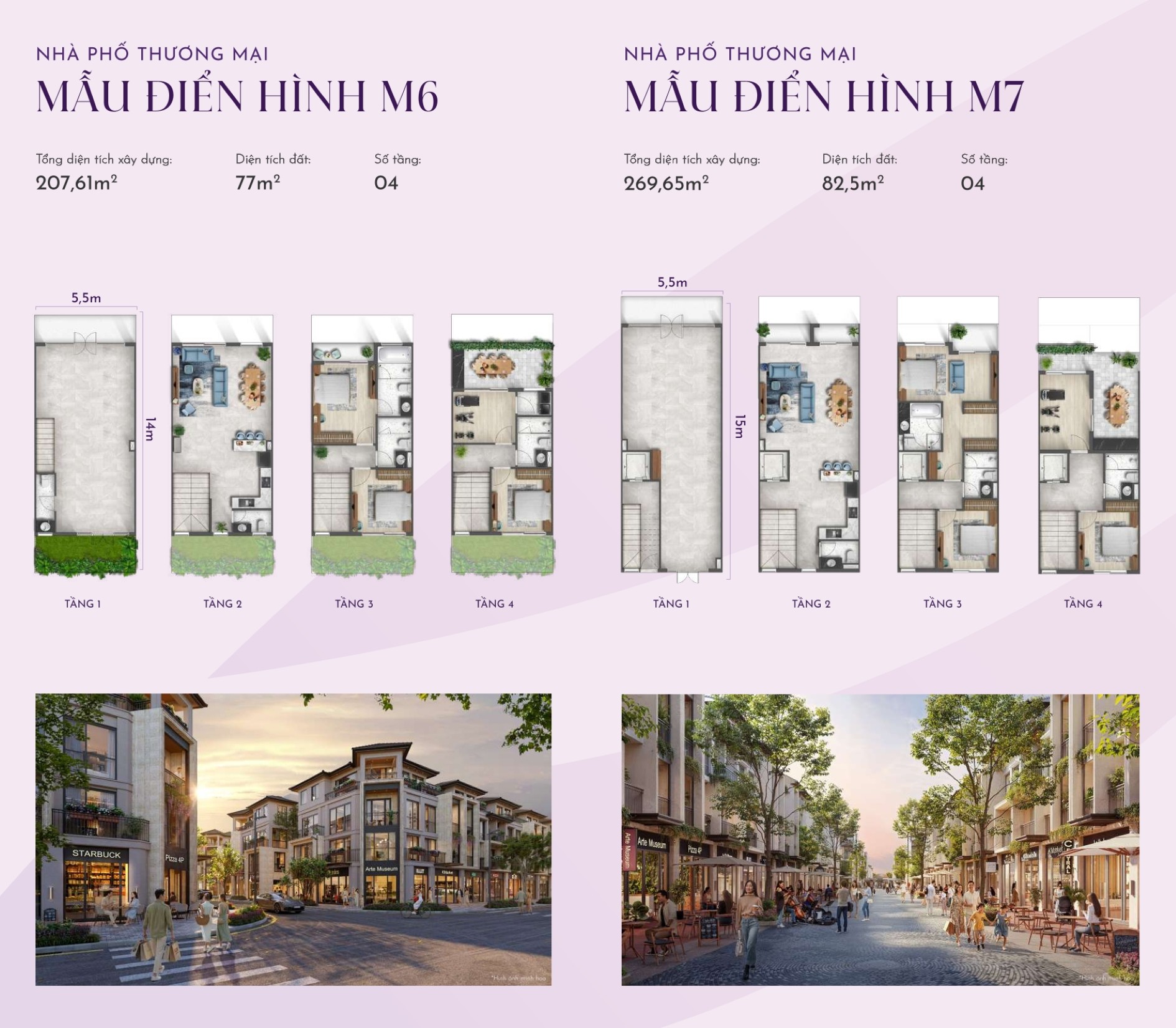 Mặt bằng chi tiết các tầng nhà phố thương mại shophouse Thanh Phú Centre Point