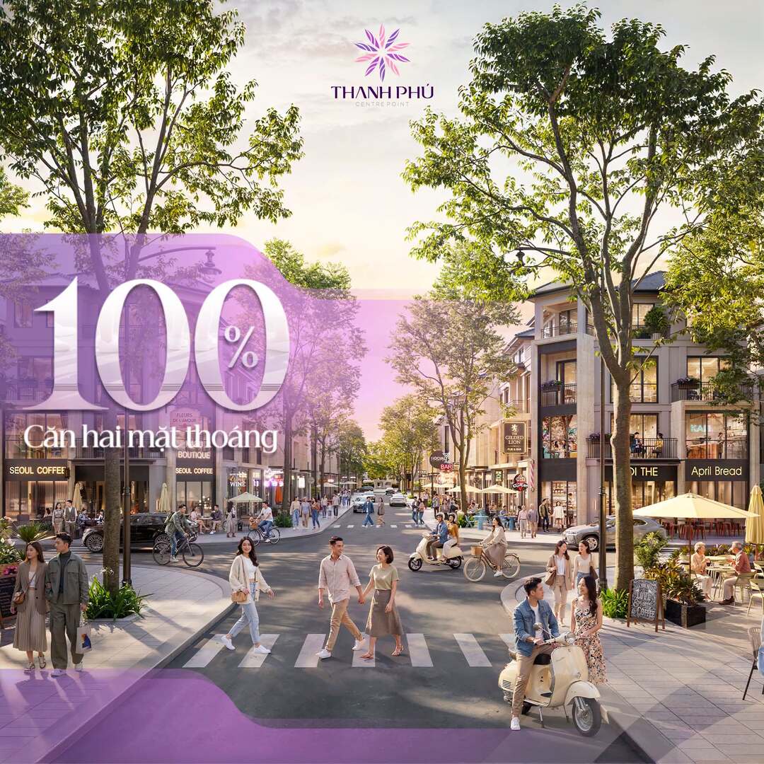 Thiết kế 100% căn hai mặt thoáng tại nhà phố liền kề Hội Phú Thanh Phú Centre Point