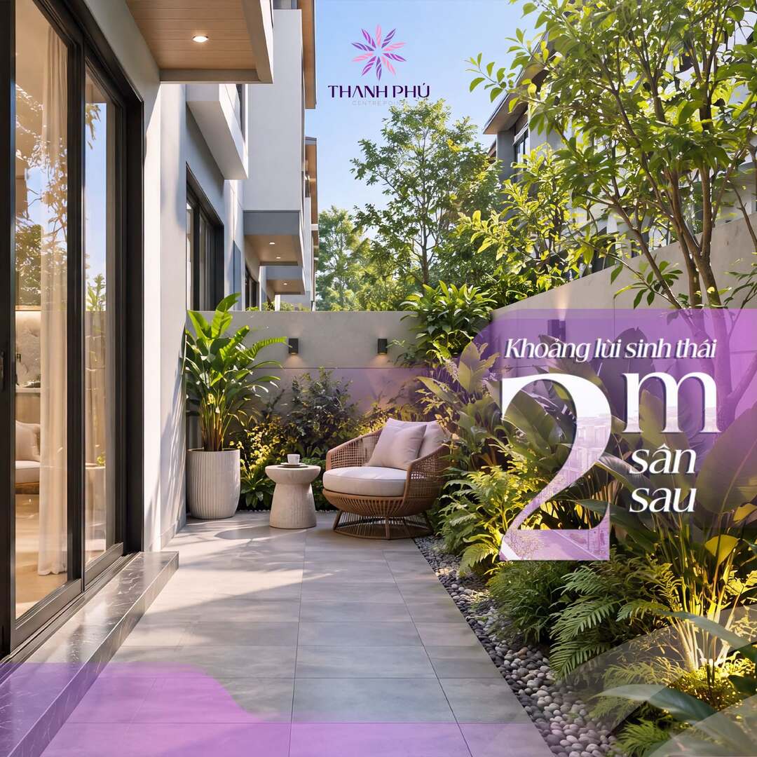 Khoảng lùi sinh thái với sân sau 2m tại nhà phố Hội Phú